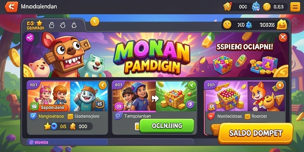 Tampilan utama permainan yang menarik perhatian.